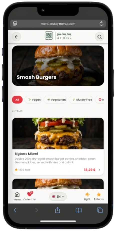 Menu layout preview