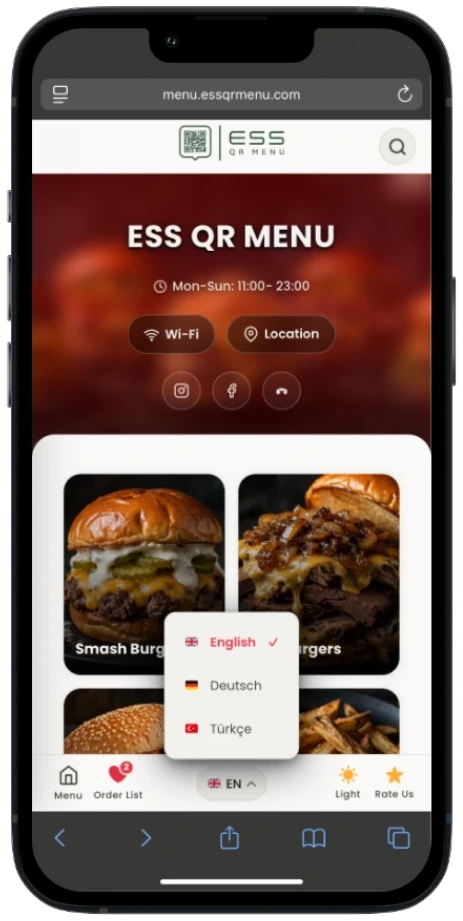 Multilingual menu settings preview